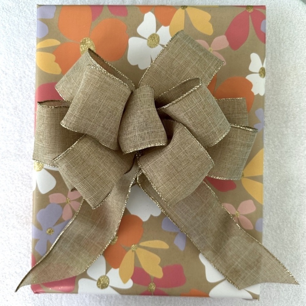 Bows Three Handmade Boho Tan Wired Ribbon Various Sizes